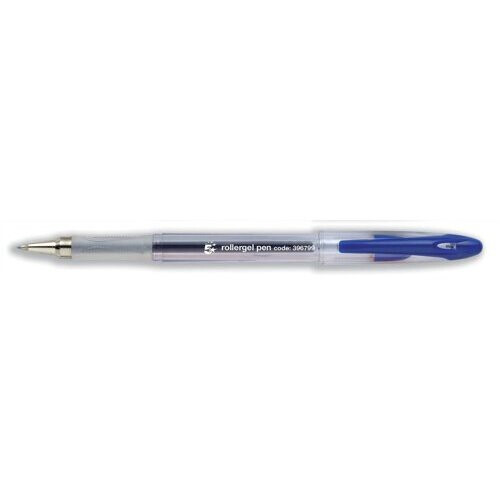 5 Star Office 5 Star Roller Gel Pen Clear Barrel 1.0mm Tip 0.5mm Line Blue [Pack 12]
