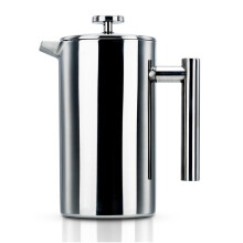 Intirilife French Press Coffee Maker 1L SILVER Stainless Steel French Press System Coffee Brewer Stainless Steel Filter Plunger Jug Espressofuser