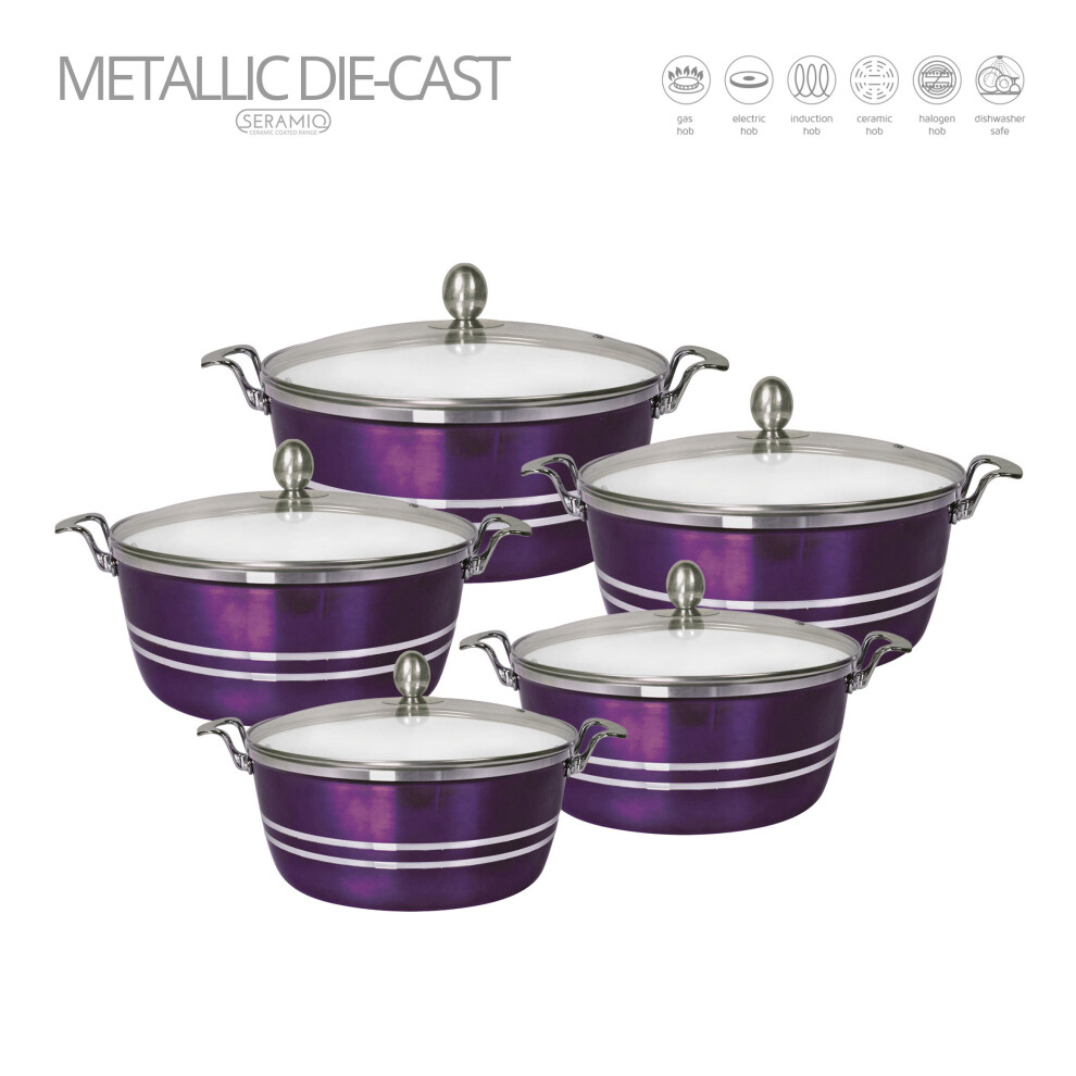 SQ Professional Metallic 5pc Die-Cast Non-Stick Stockpot Set