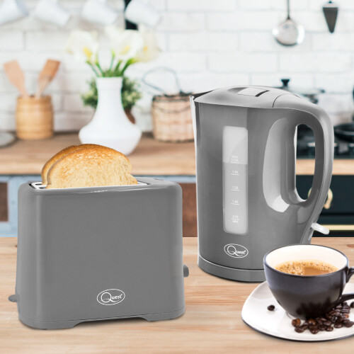 Quest (Grey) Quest Modern Kettle & Toaster Sets / 1.7L Kettle & 2 Slice Toaster
