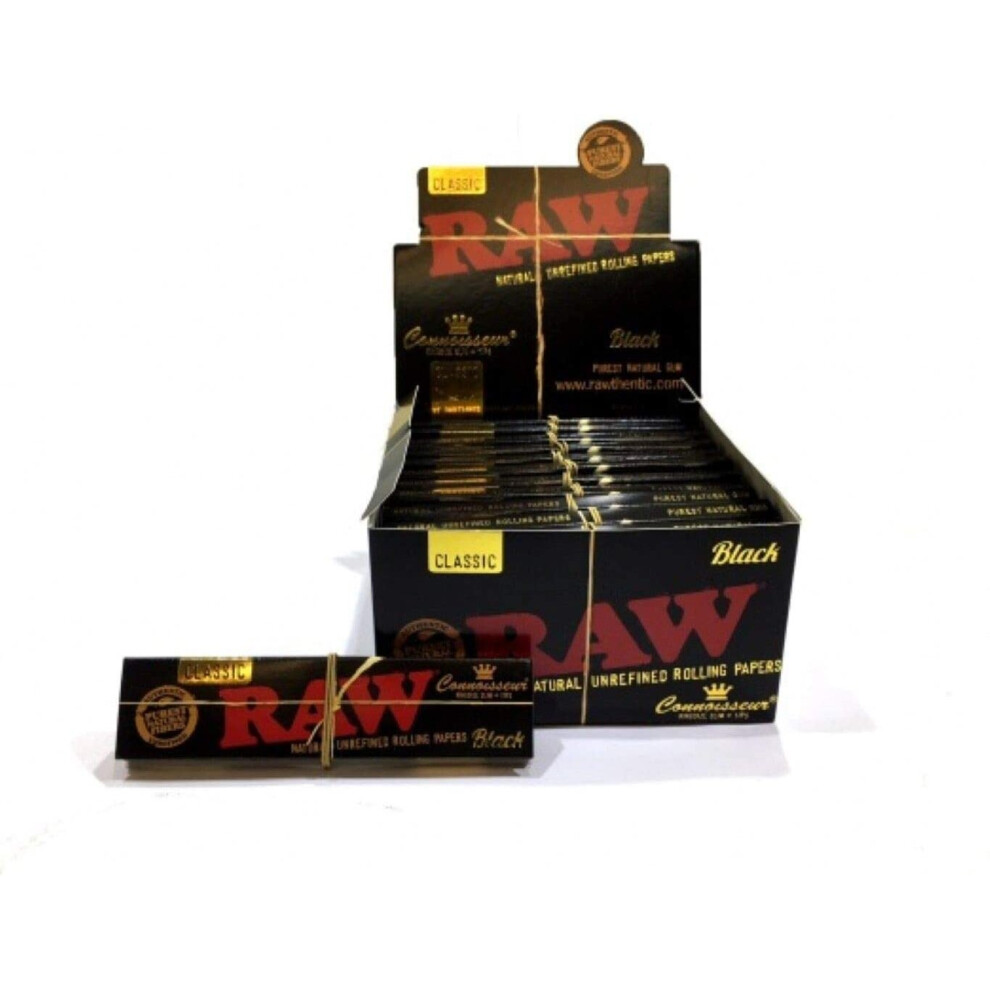 Raw Ro Black Raw Classic Connoisseur(King Size Slim Rolling Papers + Tips) Multibuy Full Box 24 Booklets
