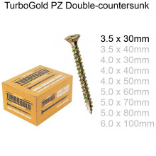 (3.5 x 30mm, 30) TurboGold Pozi Double Countersunk Multipurpose Wood Screws Various Sizes