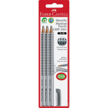 Buntstifte - FABER-CASTELL - Grip 2001 - Set von 3 - Mit Radierer - Import aus Deutschland