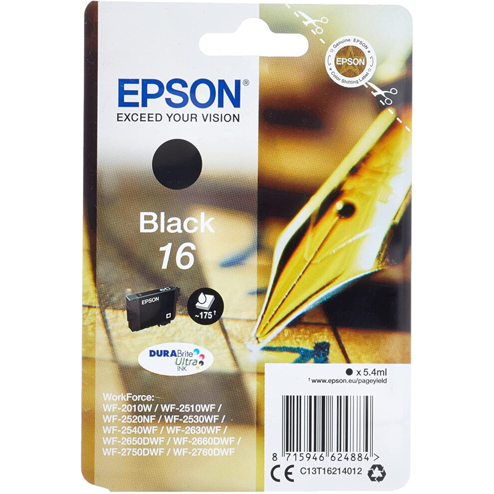 Epson 16 Black Pen & Crossword, Genuine, DURABrite Ultra Ink, Amazon Dash Replenishment Ready