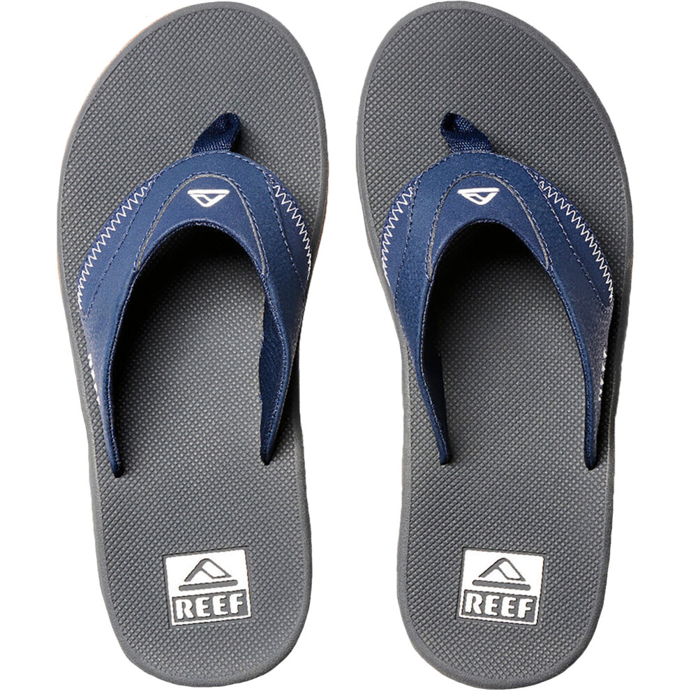 (13 UK, Navy/Grey) Reef Mens Fanning Summer Beach Pool Sandals Thongs Flip Flops - Navy/Grey