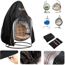Enzeno Egg Patio Hanging Egg Chair Cover Outdoor Swing Egg Chair Cover Waterproof Anti-dust with Zipper 210D Oxford Fabric Veranda Garden Lawn Chair P