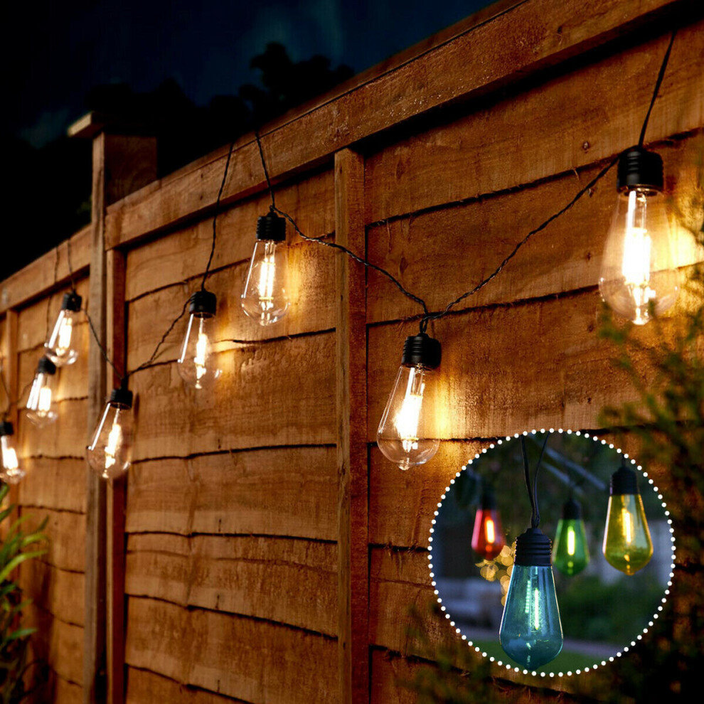 (3.5M, Multicolor) (with bulbs)3.5m 5m 6m LED Solar Powered Vintage Edison Bulb String Lights Garden Outdoor Fairy Summer