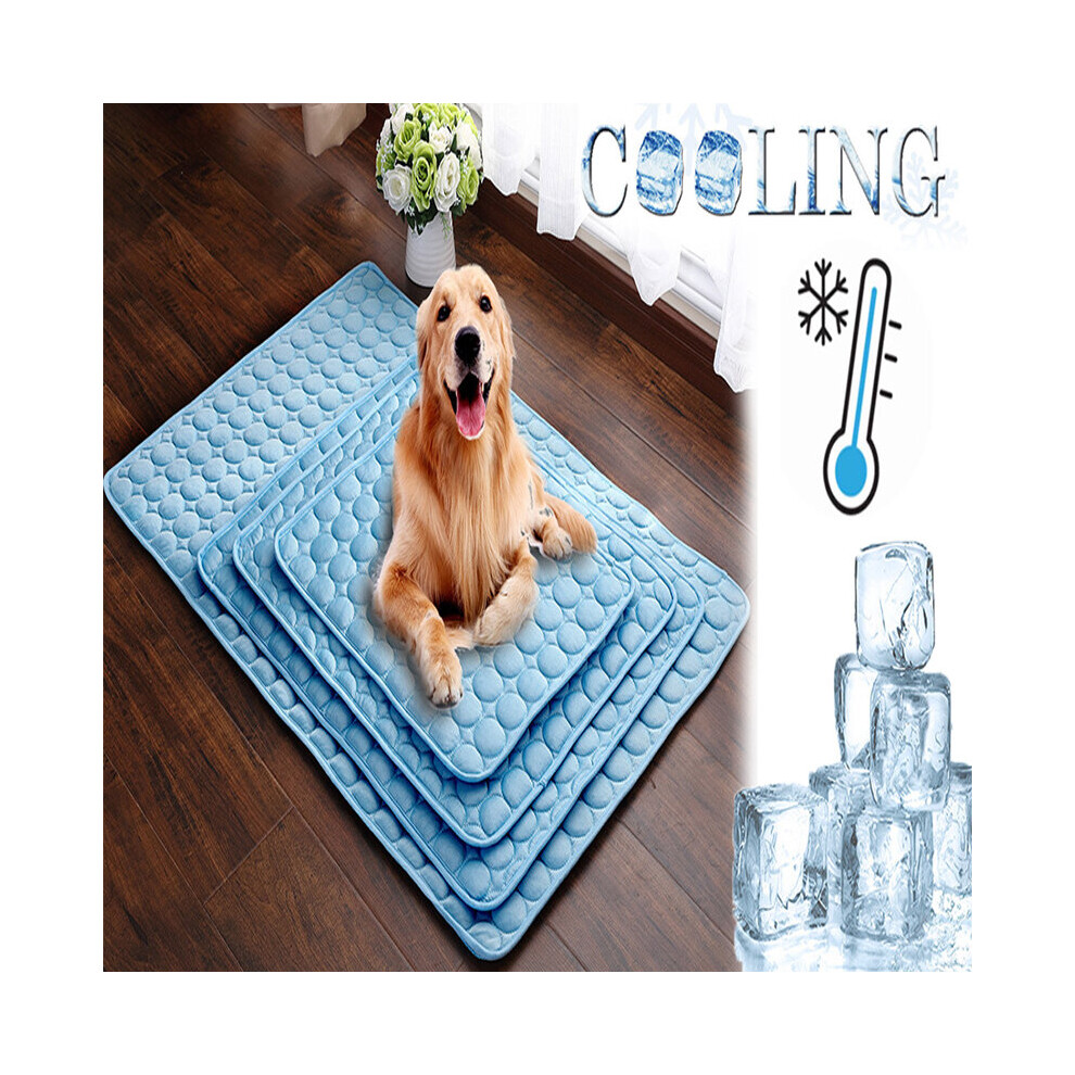(Grey, XXL-150*100cm) Dog Cat Summer Cooling Mat Dog Cat Bed Pad Blanket Sofa Washable Cushion Ice Silk Carpet Pet Bed Gel Bed Tilam Dog