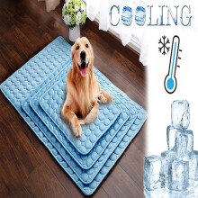 (Pink, M-62*50cm) Dog Cat Summer Cooling Mat Dog Cat Bed Pad Blanket Sofa Washable Cushion Ice Silk Carpet Pet Bed Gel Bed Tilam Dog