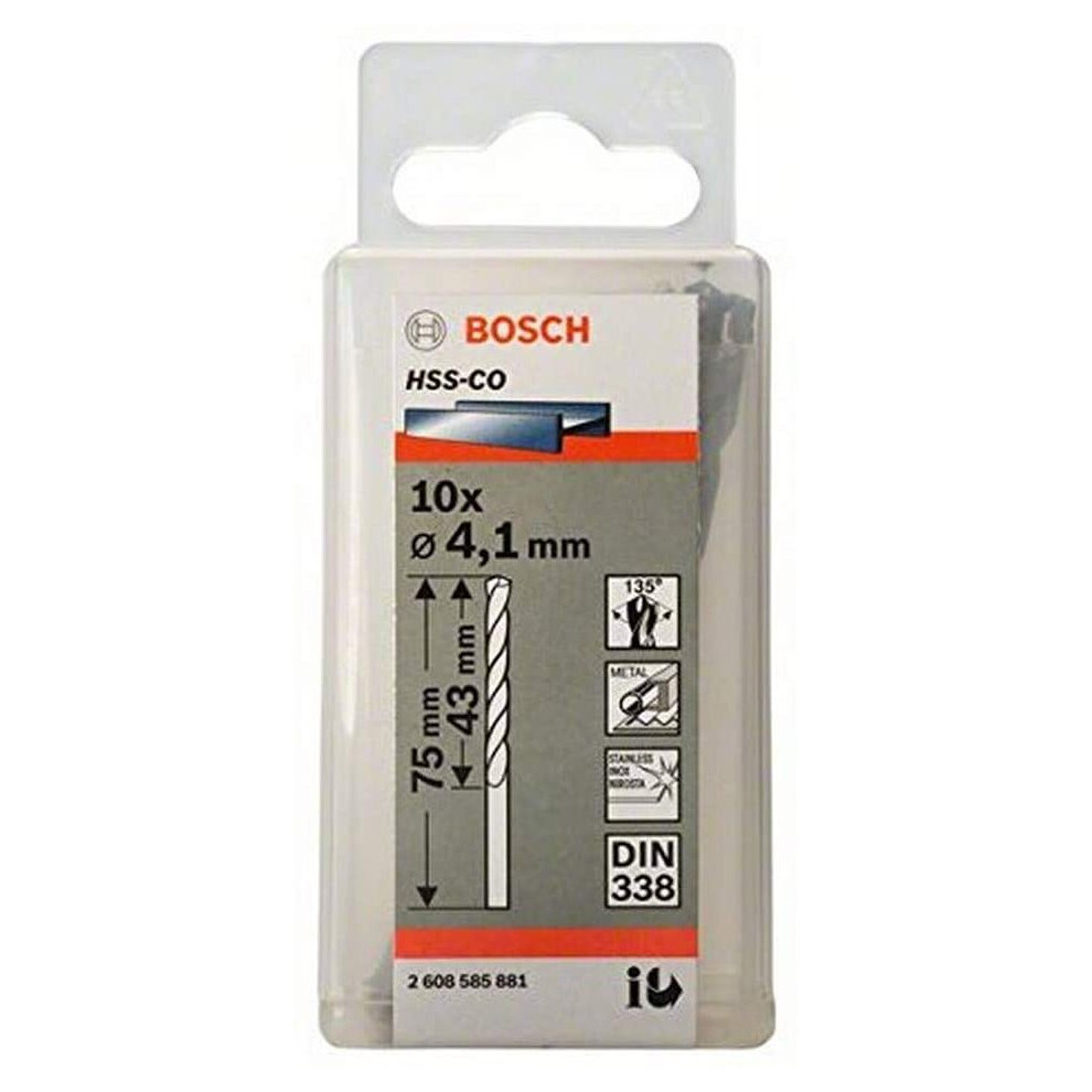 Bosch Professional 10pc. HSS-Co Metal Drill Bit (stainless steel, 4.1 x 43 x 75 mm, accessory drill driver)