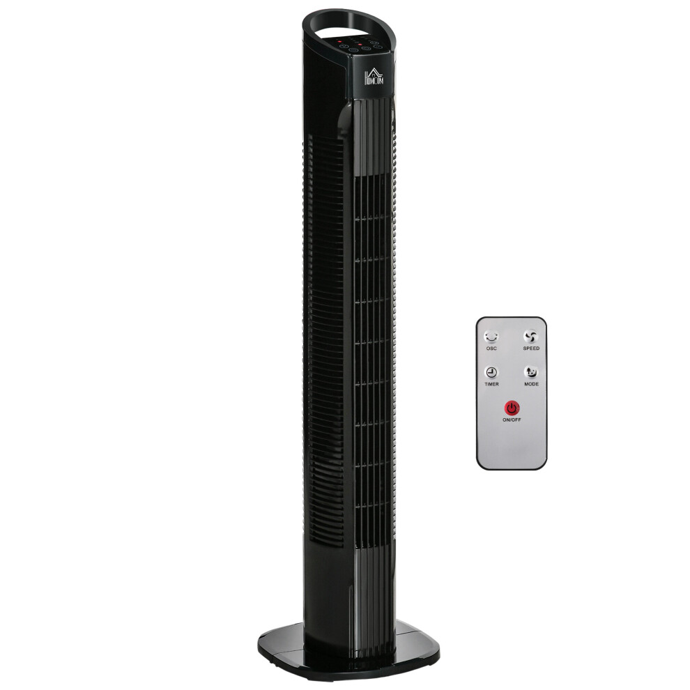 Homcom Led Tower Fan With 70 Oscillation 3 Speed 3 Mode Led Panel Remote Black