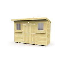 Pent Summer Shed 10x4ft - Pressure Treated Tanalised Timber, 12mm Tongue & Groove, 38x50mm Framework, Heavy-Duty Floor Code: 6.06708E+11