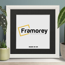 (White With Black Mount, 12x12" Pic (14x14" Frame)) Square Size White Picture Frame / LW Style Wall Art Frame / Modern Photo Frames With Multicolored Mount