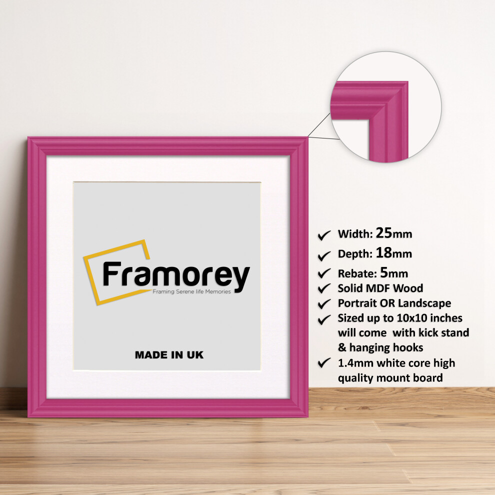 (Pink With White Mount, 50x50CM Pic (60x60CM Frame)) Square Size Pink Picture Frame / LW Style Wall Art Frame / Modern Photo Frames  With Multicolored Mount