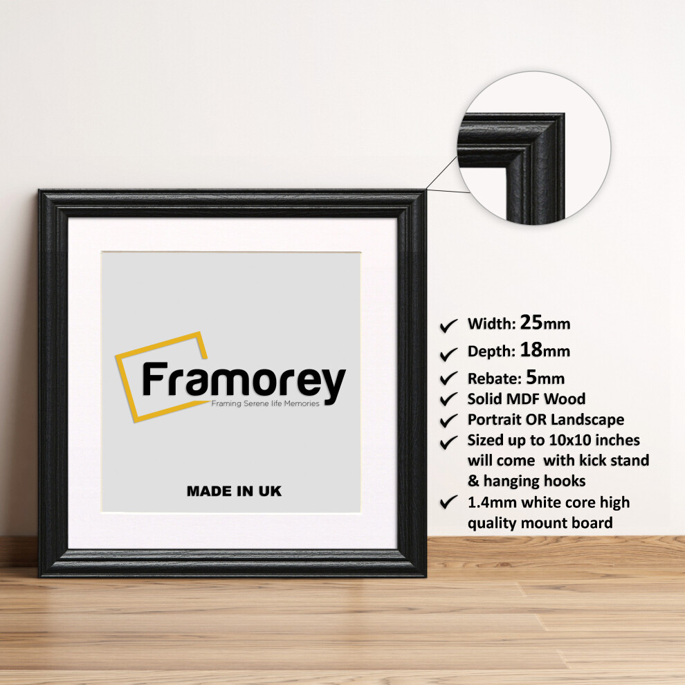 (Black With White Mount, 30x30CM Pic (40x40CM Frame)) Square Size Black Picture Frame / LW Style Wall Art Frame / Modern Photo Frames  With Multicolored Mount