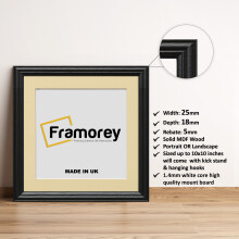 (Black With Ivory Mount, 30x30CM Pic (40x40CM Frame)) Square Size Black Picture Frame / LW Style Wall Art Frame / Modern Photo Frames  With Multicolored Mount