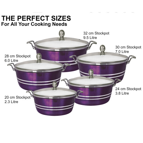 SQ Professional SQ Professional Metallic 5pc Die-Cast Non-Stick Stockpot Set 2