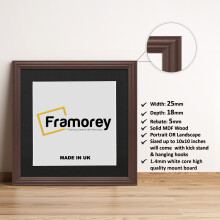 (Mahogany With Black Mount, 10x10" Pic (12x12" Frame)) Square Size Mahogany Picture Frame / LW Style Wall Art Frame / Modern Photo Frames With Multicolored Mount
