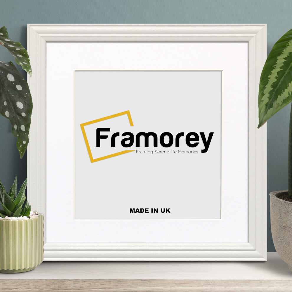 (White With White Mount, 10x10" Pic (12x12" Frame)) Square Size White Picture Frame / LW Style Wall Art Frame / Modern Photo Frames  With Multicolored Mount