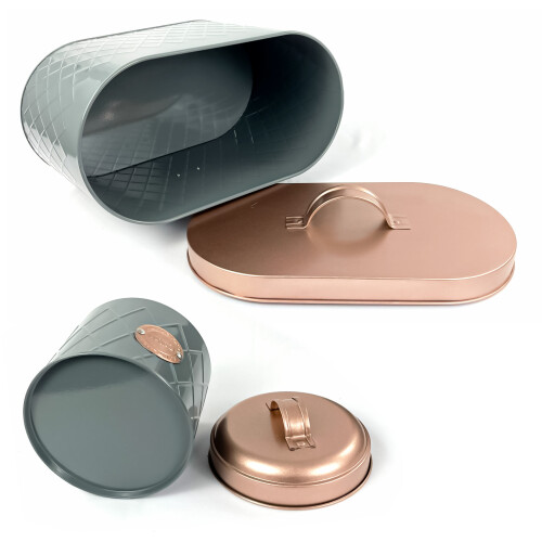 Bread Bin With Canister Tea Coffee Sugar Kitchen Sealed Lid Set 2