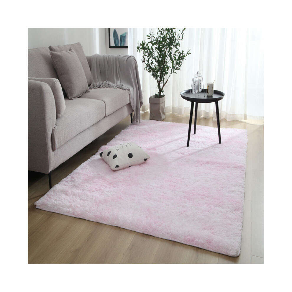 (60*160, light pink) Large Shaggy Fluffy Rugs Anti Slip Soft Carpet for Luxury Floor Area Bedroom Living Dining Room