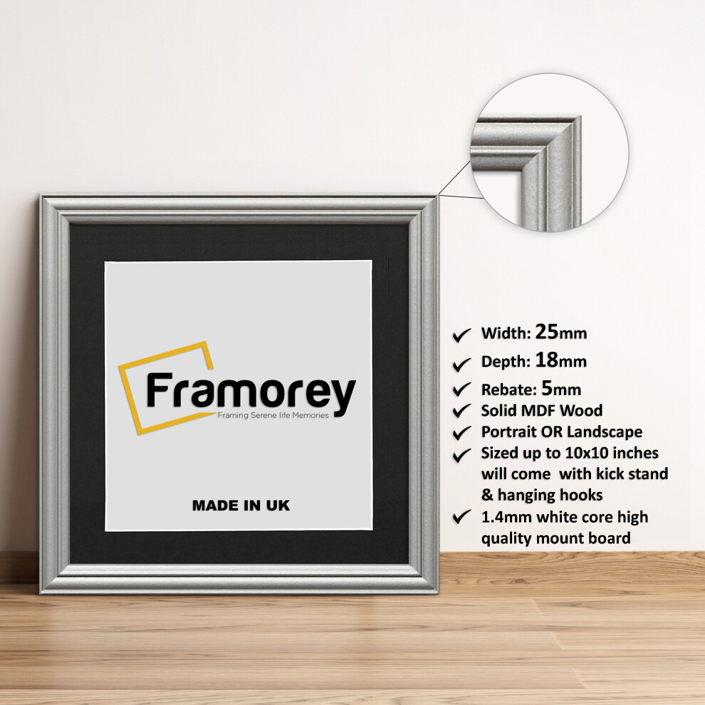 (Silver With Black Mount, 22x22" Pic (26x26" Frame)) Square Size Silver Picture Frame / LW Style Wall Art Frame / Modern Photo Frames  With Multicolor-image-OPC-P8YXDZZ-NEW