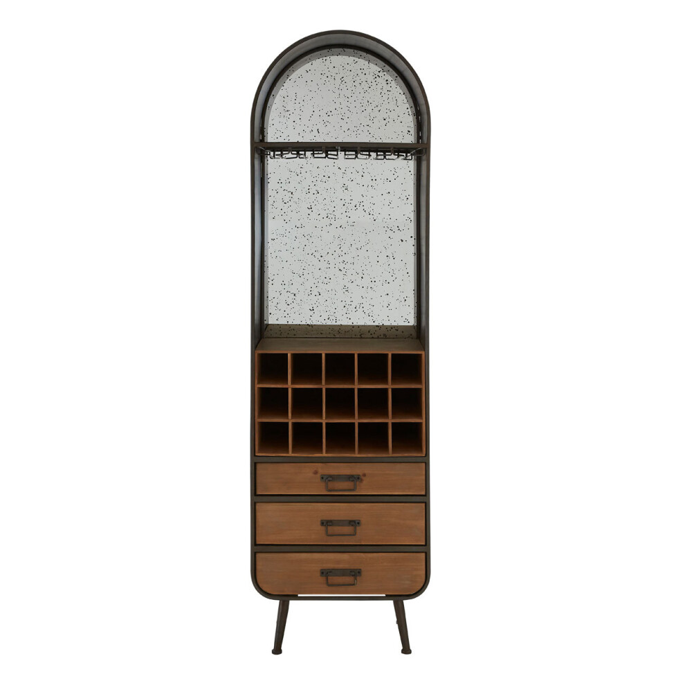 Premier Housewares Industrial Bar Cabinet, Ample Storage Wooden Shelves, Durable Wine Storage Tall Bar Unit, Wooden Cabinet