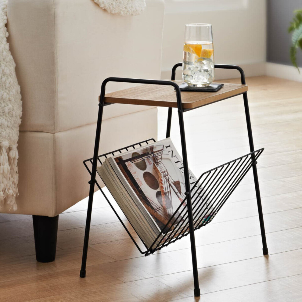 Small Side Table Magazine Rack Shelf  Wooden Coffee/Lamp/End Storage Stand Table