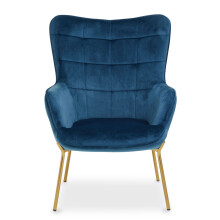 Stockholm Blue Velvet Chair, High Back Bedroom Accent Chair, Easy to Maintain Velvet Swivel Chair