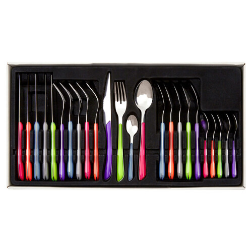 Bright 24Pc Multi Coloured Cutlery, Versatile Quality Set For Kitchen, Portable Cutlery Set For Travelling