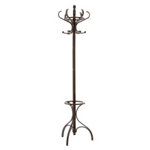 Premier Housewares Mahogany Finish Coat Stand with 12 Hooks and Umbrella Holder, Freestanding Entryway Organizer (Code 2401008)