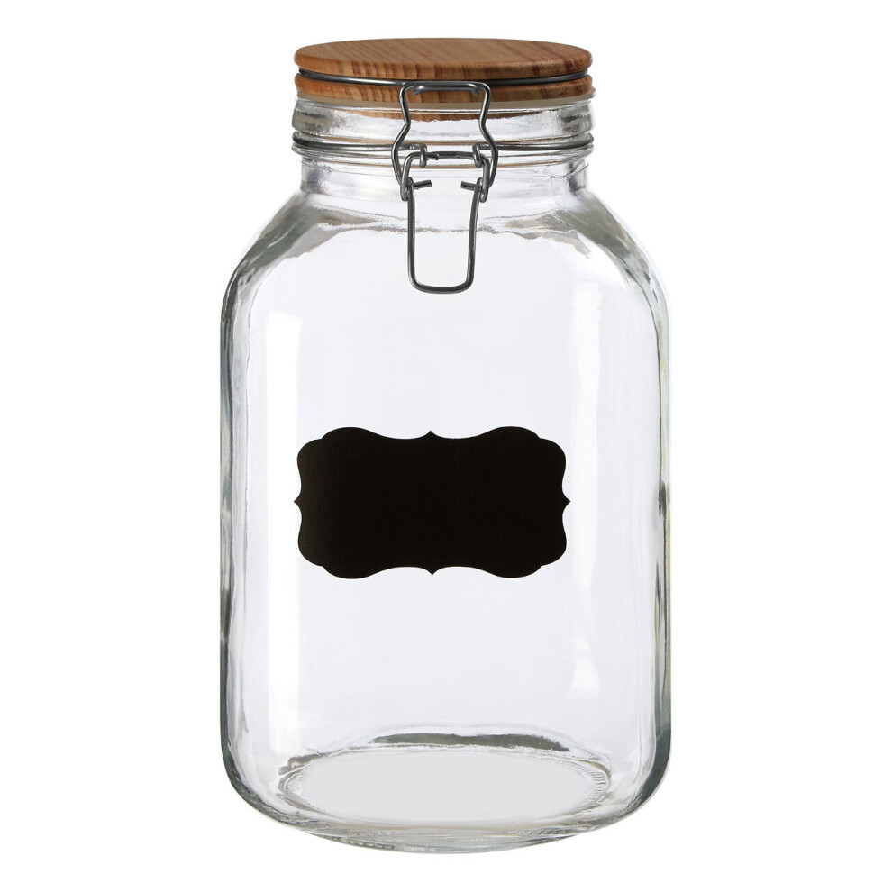 Premier Housewares Grocer Large Wooden Lid Storage Jar Black