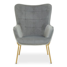 Stockholm Grey Velvet Chair, High Back Bedroom Accent Chair, Easy to Maintain Velvet Swivel Chair