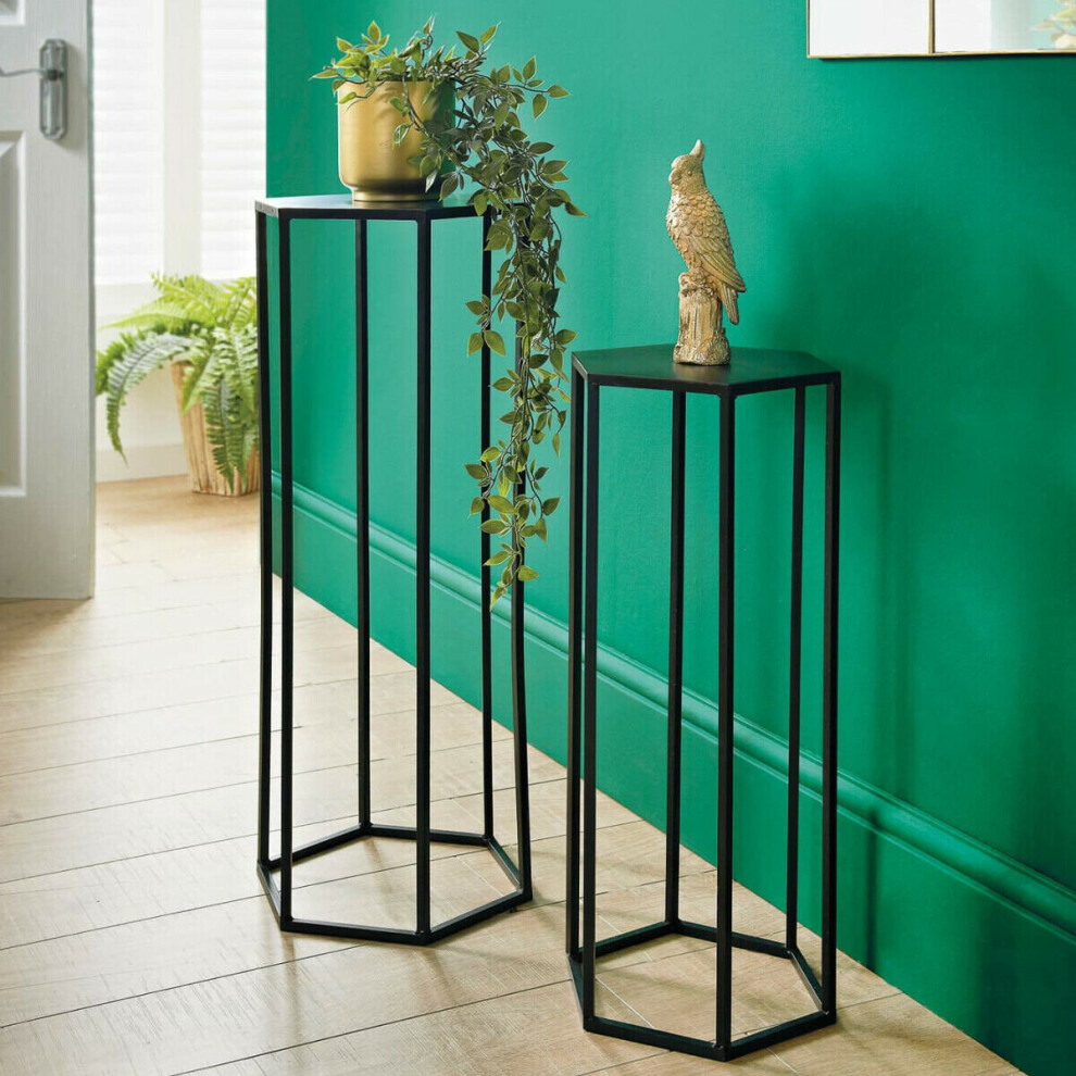 Set of 2 Side Lamp Plant Table Hall Lamp Furniture Living Room Hexagon Design