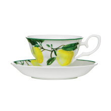 Durable Design Fruits Lemon Tree Cup And Saucer, Durable Tea Set, Bone China Small Cup And Saucer For Bedroom