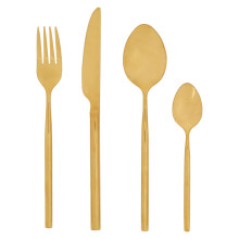 Premier Housewares Modern Retro 16 Pc Gold Finish Cutlery Set