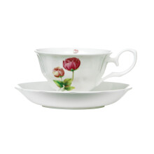 Elegant Design Peony Cup And Saucer, Durable Cup And Saucer, Bone China Small Cup And Saucer For Bedroom