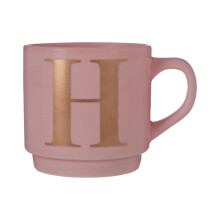 Gold H Etching Coffee Mug,Warm Pink Cup For Home Décor,Thoughtful Gift For Tea Enthusiast,Microwave Safe Mug