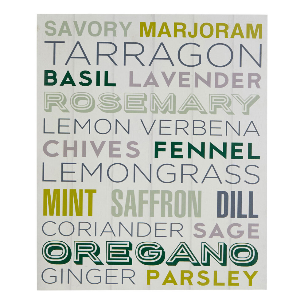 Premier Housewares Herbs Design Plaque Herbs White