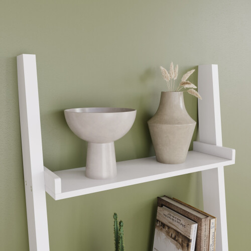 Vida Designs (White) York 5 Tier Ladder Bookcase Leaning Shelving Unit 2