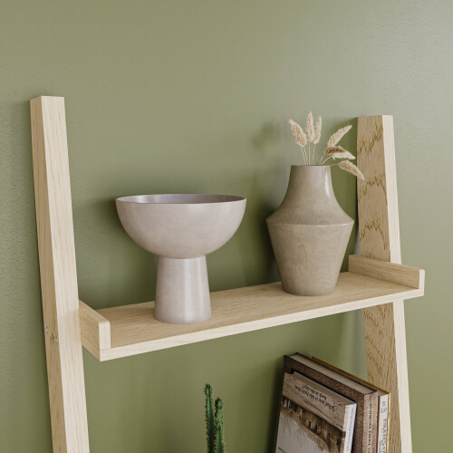Vida Designs (Pine) York 5 Tier Ladder Bookcase Leaning Shelving Unit 2