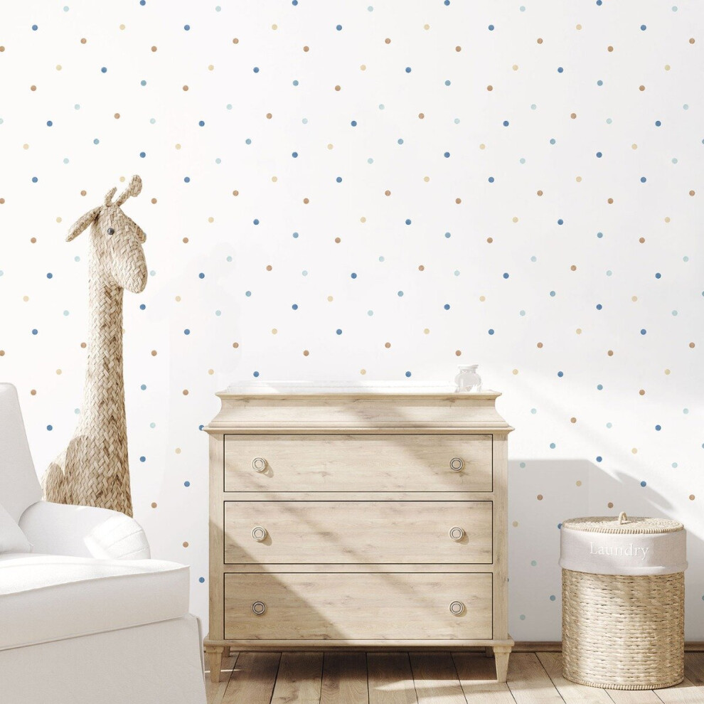 Galerie Tiny Tots 2 Dots Wallpaper Blue Beige G78366