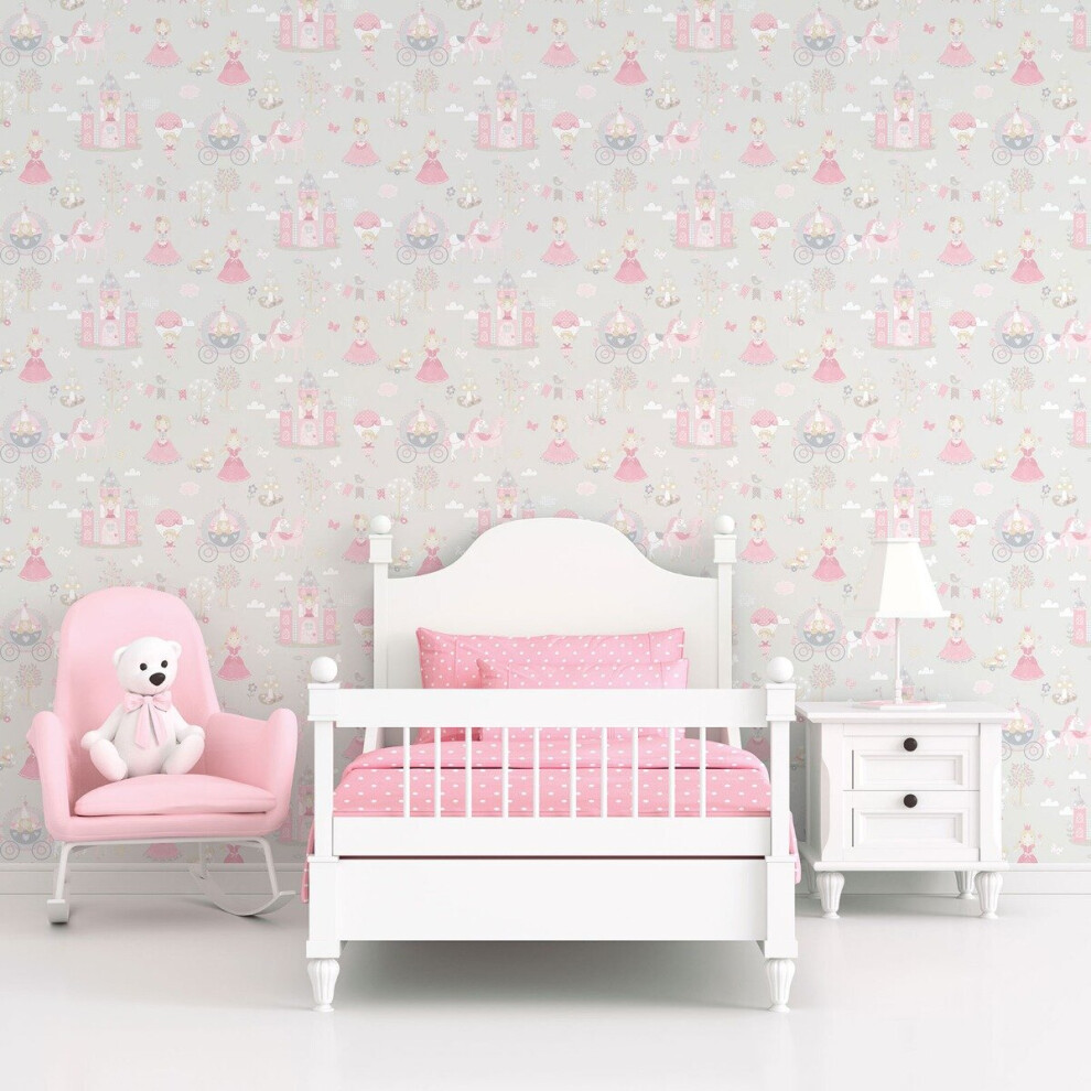 Tiny Tots 2 Fairytale Wallpaper Grey Pinks Galerie G78370 5055430083708