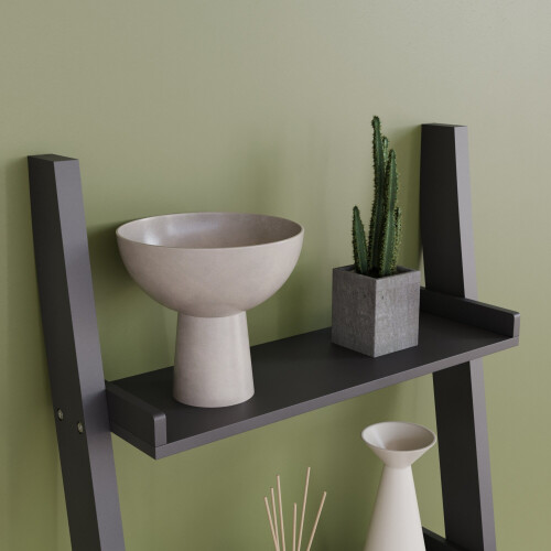 Vida Designs (Black) York 4 Tier Ladder Bookcase Leaning Shelving Unit 2