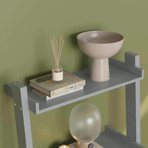 Vida Designs (Grey) York 3 Tier Ladder Bookcase Leaning Shelving Unit 2