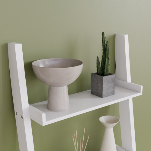 Vida Designs (White) York 4 Tier Ladder Bookcase Leaning Shelving Unit 2