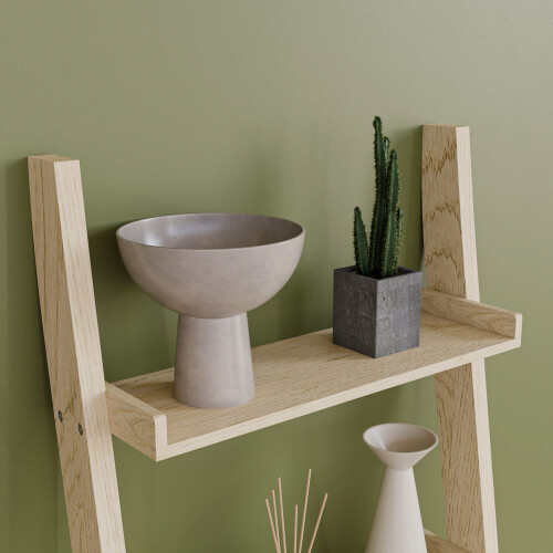 Vida Designs (Pine) York 4 Tier Ladder Bookcase Leaning Shelving Unit 2