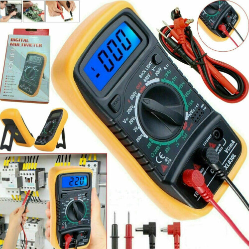 3.5-Inch LCD Digital Multimeter with Blue Backlight – AC/DC Voltage, DC/AC Current, Ohms, Diode/Transistor Tests, Continuity Buzzer, Auto Power Off