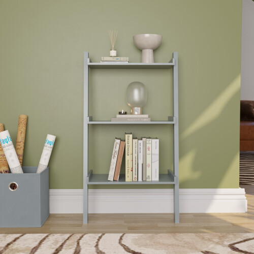 Vida Designs (Grey) York 3 Tier Ladder Bookcase Leaning Shelving Unit 1