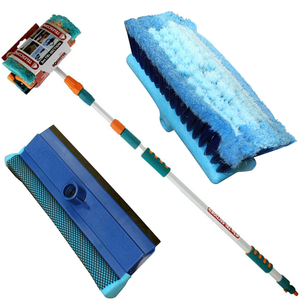 3M ALUMINIUM TELESCOPIC Water Fed 9.8FT Car Wash Window SQUEEGEE Brush